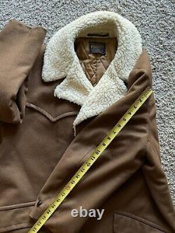 Retired Vintage Pendleton Brown Wool Coat 1960s USA Mod Atomic L/XL