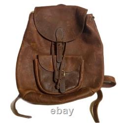 Robert Chew Vintage 1960's Leather Backpack Distressed Rucksack 17X15 Book Bag