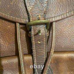 Robert Chew Vintage 1960's Leather Backpack Distressed Rucksack 17X15 Book Bag