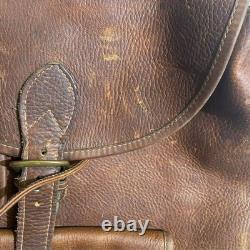 Robert Chew Vintage 1960's Leather Backpack Distressed Rucksack 17X15 Book Bag