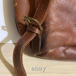Robert Chew Vintage 1960's Leather Backpack Distressed Rucksack 17X15 Book Bag