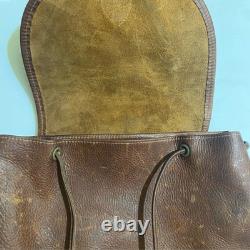 Robert Chew Vintage 1960's Leather Backpack Distressed Rucksack 17X15 Book Bag