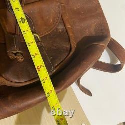 Robert Chew Vintage 1960's Leather Backpack Distressed Rucksack 17X15 Book Bag
