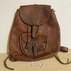 Robert Chew Vintage 1960's Leather Backpack Distressed Rucksack 17X15 Book Bag