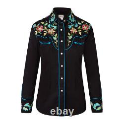 Rockmount Womans Black Vintage Floral Embroidered Western Shirt