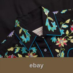 Rockmount Womans Black Vintage Floral Embroidered Western Shirt