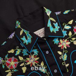 Rockmount Womans Black Vintage Floral Embroidered Western Shirt