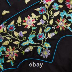 Rockmount Womans Black Vintage Floral Embroidered Western Shirt