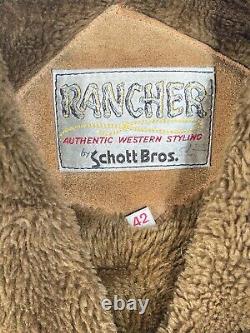 SCHOTT L/XL 42 Suede/Leather Shearling 80s RRL Western Shawl Marlboro Jacket