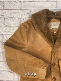 SCHOTT L/XL 42 Suede/Leather Shearling 80s RRL Western Shawl Marlboro Jacket