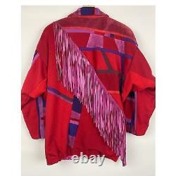 SFR Santa Fe Recreations Vintage Fringe Retro Suede Patchwork Western Jacket L