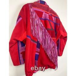 SFR Santa Fe Recreations Vintage Fringe Retro Suede Patchwork Western Jacket L