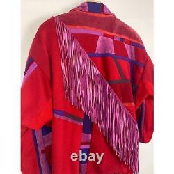 SFR Santa Fe Recreations Vintage Fringe Retro Suede Patchwork Western Jacket L