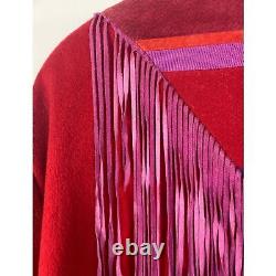 SFR Santa Fe Recreations Vintage Fringe Retro Suede Patchwork Western Jacket L