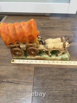 SOUTHWESTERN 1914 CHALKWARE COVERED WAGON Table Lamp Witho Wiring