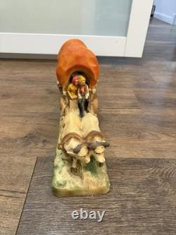 SOUTHWESTERN 1914 CHALKWARE COVERED WAGON Table Lamp Witho Wiring