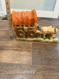 SOUTHWESTERN 1914 CHALKWARE COVERED WAGON Table Lamp Witho Wiring