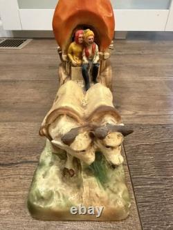 SOUTHWESTERN 1914 CHALKWARE COVERED WAGON Table Lamp Witho Wiring