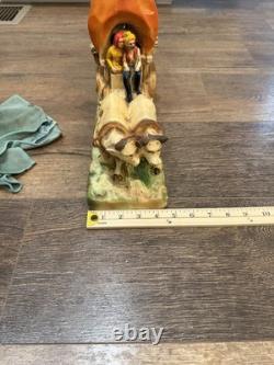 SOUTHWESTERN 1914 CHALKWARE COVERED WAGON Table Lamp Witho Wiring