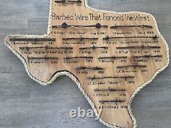 STATE OF TEXAS Large Antique Barbed Wire Display Authentic Barbwire