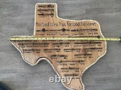 STATE OF TEXAS Large Antique Barbed Wire Display Authentic Barbwire