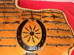 STATE OF TEXAS Large Antique Barbed Wire Display Authentic Barbwire Rope Outline
