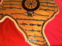 STATE OF TEXAS Large Antique Barbed Wire Display Authentic Barbwire Rope Outline