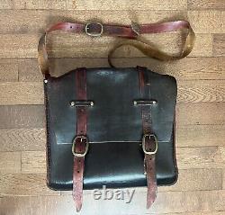 STUNNING LARGE VINTAGE 1960s LEATHER WESTERN HIPPIE SHOULDER LAPTOP POSTAL BAG