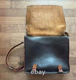 STUNNING LARGE VINTAGE 1960s LEATHER WESTERN HIPPIE SHOULDER LAPTOP POSTAL BAG