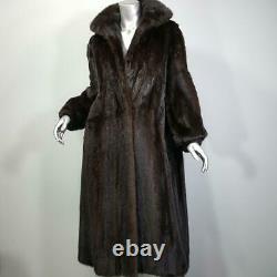 Saga Minksz Lvintage Genuine Real Deep Brown Ranch Full Length Mink Fur Coat