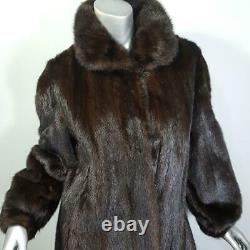 Saga Minksz Lvintage Genuine Real Deep Brown Ranch Full Length Mink Fur Coat