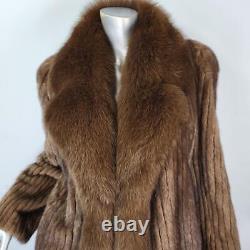 Sagasz M/lvintage Genuine Brown Ranch Mahogany Mink Fur Real Fox Tuxedo Coat
