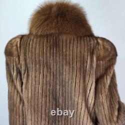 Sagasz M/lvintage Genuine Brown Ranch Mahogany Mink Fur Real Fox Tuxedo Coat