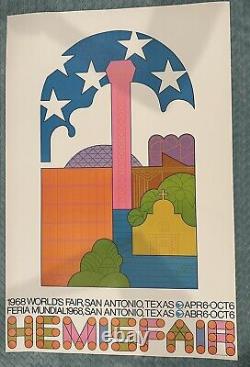 San Antonio Texas 1968 Hemisfair! ORIGINAL! Vintage Poster Retro RARE