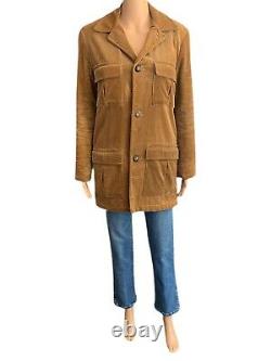 Saratoga 70s Vintage Coat Brown Sherpa Coat Corduroy Chore Coat Womens Large