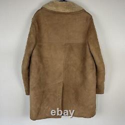 Sawyer Of Napa Suede Spring Lamb Sheepskin Shearling Western Heavy Coat Vtg Sz L