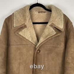 Sawyer Of Napa Suede Spring Lamb Sheepskin Shearling Western Heavy Coat Vtg Sz L