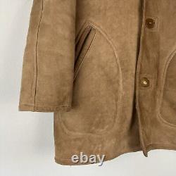 Sawyer Of Napa Suede Spring Lamb Sheepskin Shearling Western Heavy Coat Vtg Sz L