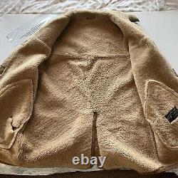 Sawyer Of Napa Suede Spring Lamb Sheepskin Shearling Western Heavy Coat Vtg Sz L