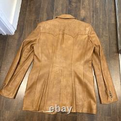 Scully Mens 40 VTG Leather Brown Soft Jacket Western 1970s Rockabilly Classic