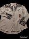 Scully Mens ShirtVintage Western Pearl Snaps Embroideried White Black Size L NWT
