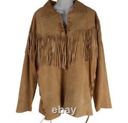 Scully Suede Fringe Jacket XL Western Leather Tan Cowboy Boho Ranch Coat