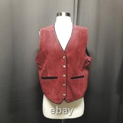 Scully Vintage 70s Western Boho Hippie Burgundy Red Suede Leather Tie Back Vest