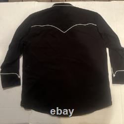 Scully Western Country Pearl Snaps White Piping Shirt Adult Large Black Vintage