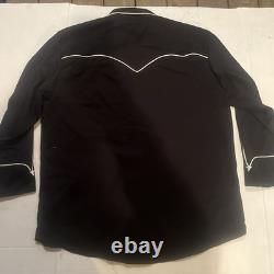 Scully Western Country Pearl Snaps White Piping Shirt Adult Large Black Vintage