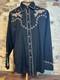 Scully Western Pearl Snap Shirt Men L Floral Drunk Skeleton Embroidered F5