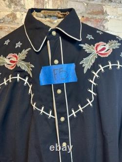Scully Western Pearl Snap Shirt Men L Floral Drunk Skeleton Embroidered F5