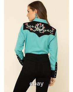 Scully Women's Horseshoe Embroidered Retro Western Shirt PL-637TQ