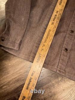 Sears Roebucks Denim Western Shirt Mens Large Brown Embroidery Ranch Rodeo 70s