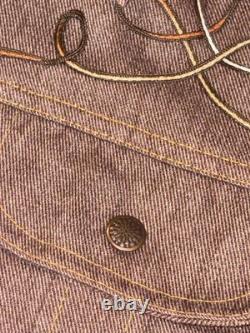 Sears Roebucks Denim Western Shirt Mens Large Brown Embroidery Ranch Rodeo 70s